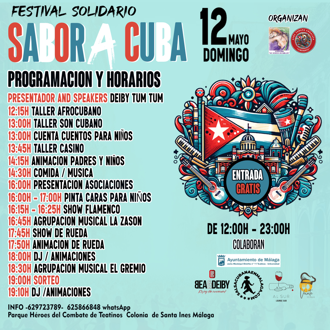 Programacion del festival Sabor a cuba en Málaga 12 de mayo 2024