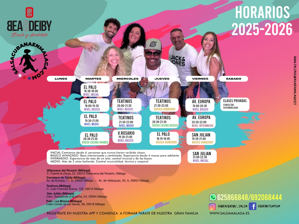 Horarios de clases de salsa cubana en Málaga 2023/2024